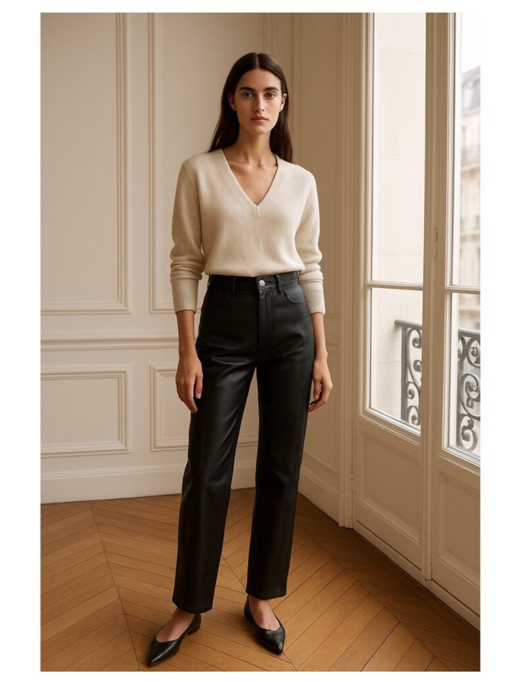 Aritzia Wilfred The Melina Pants Size 4 Faux Vegan Leather Black High Rise Euro